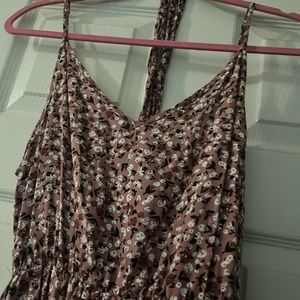 Pink floral mid length dress